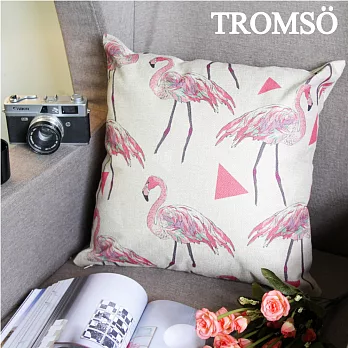 TROMSO-品味英倫棉麻抱枕U86三角紅鶴