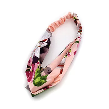 AmaZing 絲質綢緞交叉鬆緊帶髮箍 (8色任選)粉色