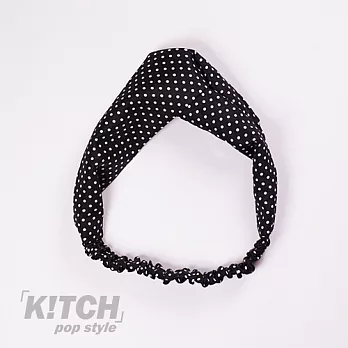 Kitch 奇趣設計 點點交叉雪紡髮帶 - 2色黑色