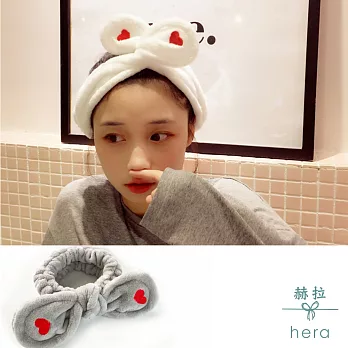 【Hera】赫拉 愛心刺繡彈性頭帶/髮帶-3色(灰色)