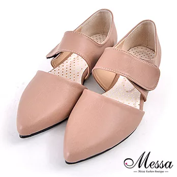 【Messa米莎專櫃女鞋】MIT 俐落設計瑪莉珍款內真皮尖頭包鞋36粉色