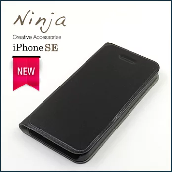 【東京御用Ninja】iPhone SE（4吋）經典瘋馬紋保護皮套（黑色）