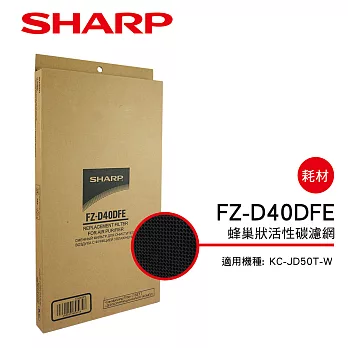 【SHARP 夏普】KC-JD50T-W專用蜂巢狀活性碳濾網 FZ-D40DFE
