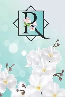 R: Cheery blossom initial Floral Monogram R Notebook Journal for Man, Women and Girls, size 6 x 9