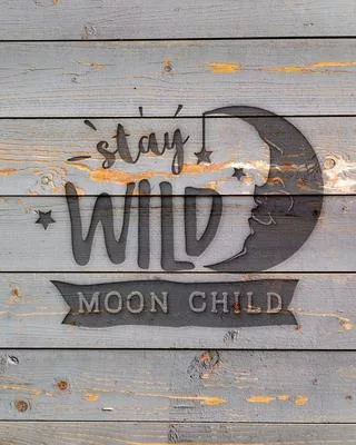 Stay Wild Moon Child: Family Camping Planner & Vacation Journal Adventure Notebook - Rustic BoHo Pyrography - Gray Boards