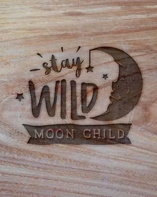 Stay Wild Moon Child: Family Camping Planner & Vacation Journal Adventure Notebook - Rustic BoHo Pyrography - Warm Wood