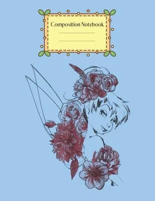 Composition Notebook: Disney Peter Pan Tinker Bell Simple Cute Theme Marble Size Notebook Composition Blank Pages Rule Lined for Girls Teens