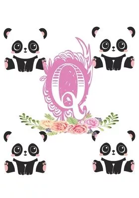 Q: panda bear Personalised Initial Q Monogram Composition Notebook Journal for Girls and Kids: panda bearNotebook Journal