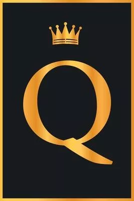 Q: Gold Color Initial Monogram Letter Q for Notebook Journal, Pretty Crown, Kings Notebook.