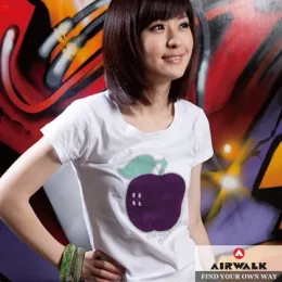 【AIRWALK】彩色蘋果長版TEE-女(淑女白 - XL)