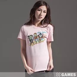 【美國XGAMES】耍酷生活純棉圓領Tee-女(輕粉紅-S)