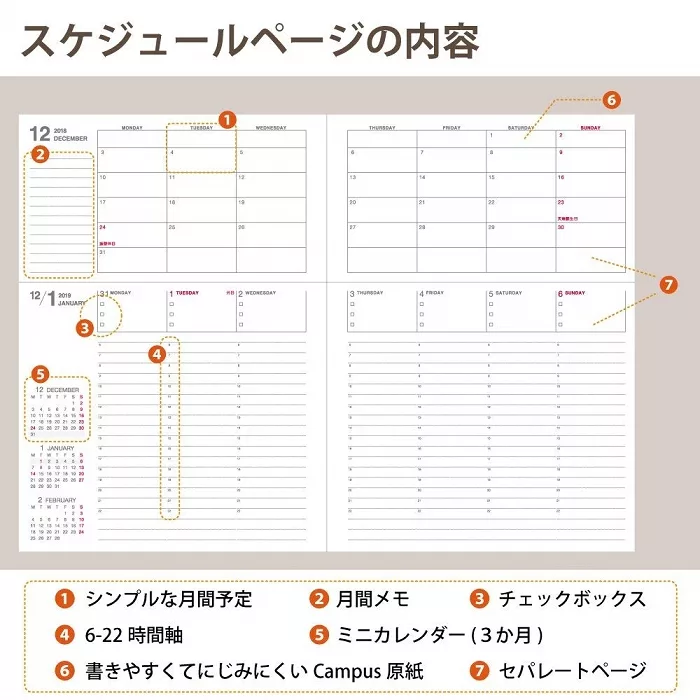 博客來 Kokuyo Campus 21功能型手帳 月間 週間 A5 白