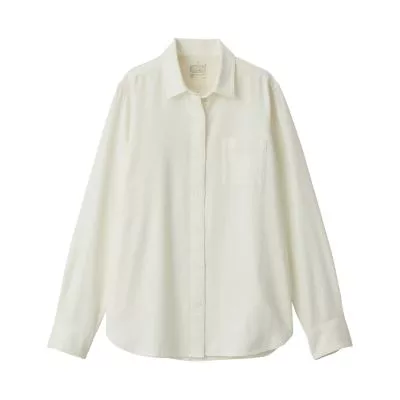 [MUJI無印良品]女新疆棉法蘭絨襯衫XL白色
