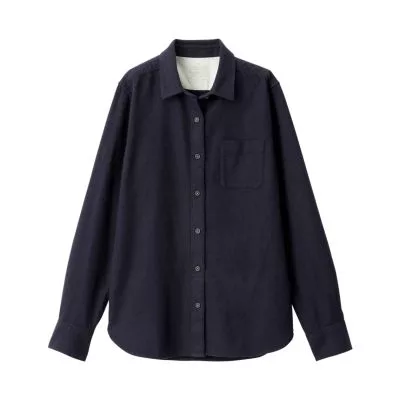 [MUJI無印良品]女新疆棉法蘭絨襯衫S暗藍