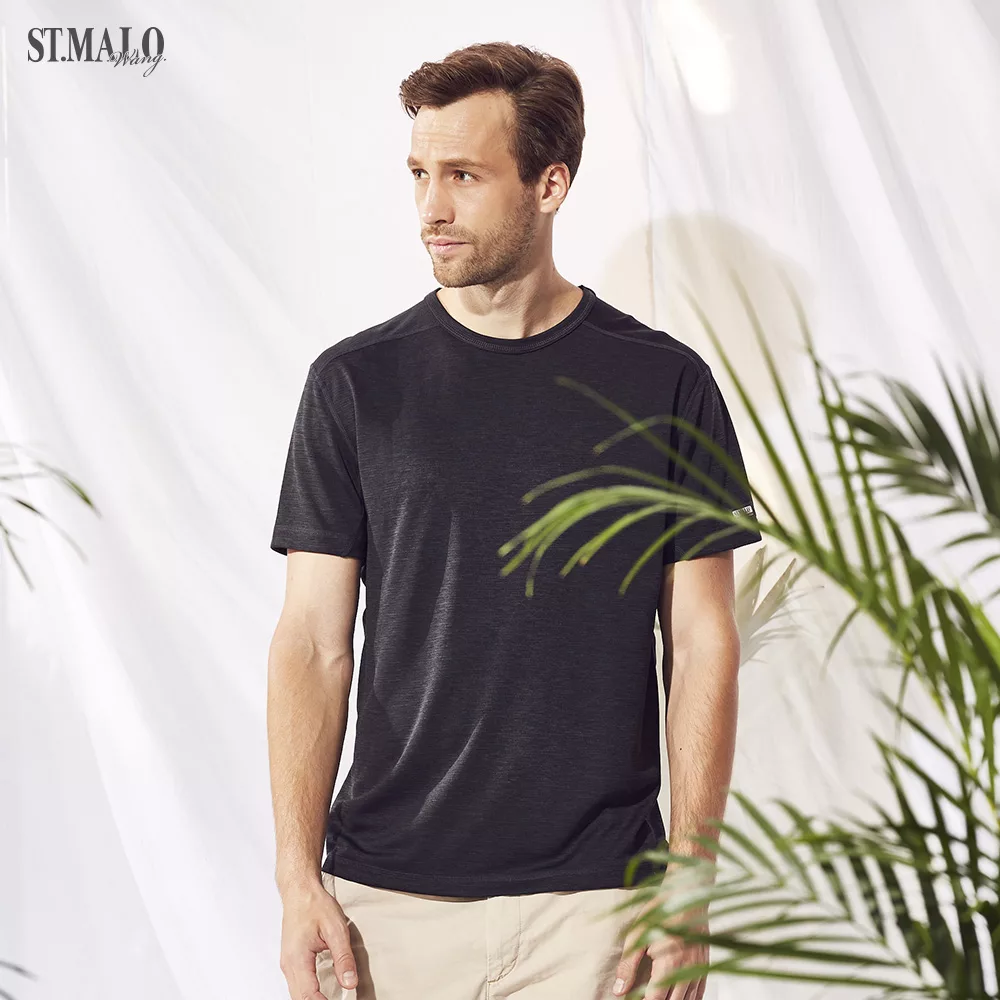 【ST.MALO】台灣製綠色時尚速乾除臭咖啡紗T恤-1819MT- XL 釉彩黑