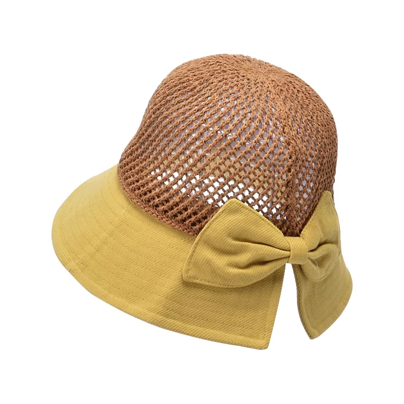 【EZlife】可折疊鏤空透氣防曬帽- 薑黃