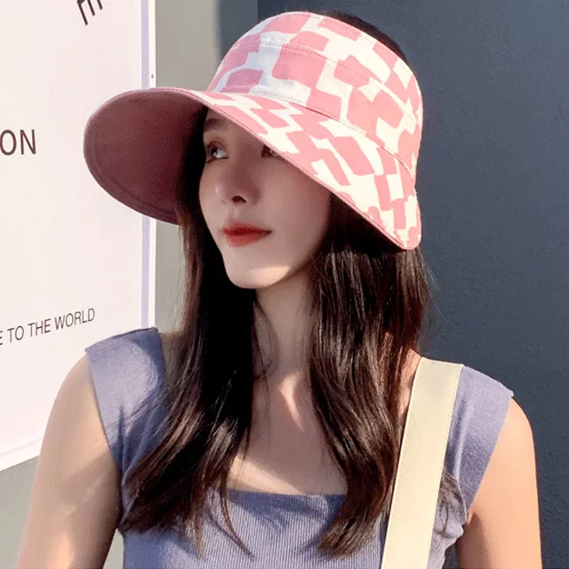 【EZlife】韓版百搭雙面可調防曬遮陽帽- 粉色