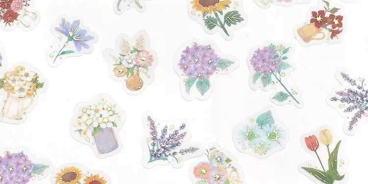 博客來 Bgm 散裝金箔和紙貼紙包 花與花瓶