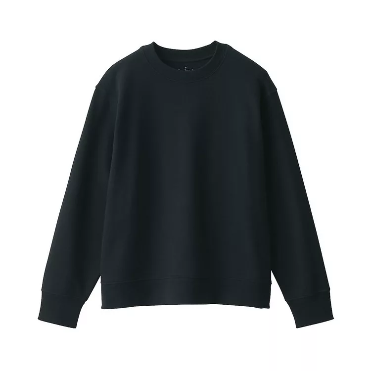 【MUJI 無印良品】女有機棉混圓領衫 XL 黑色