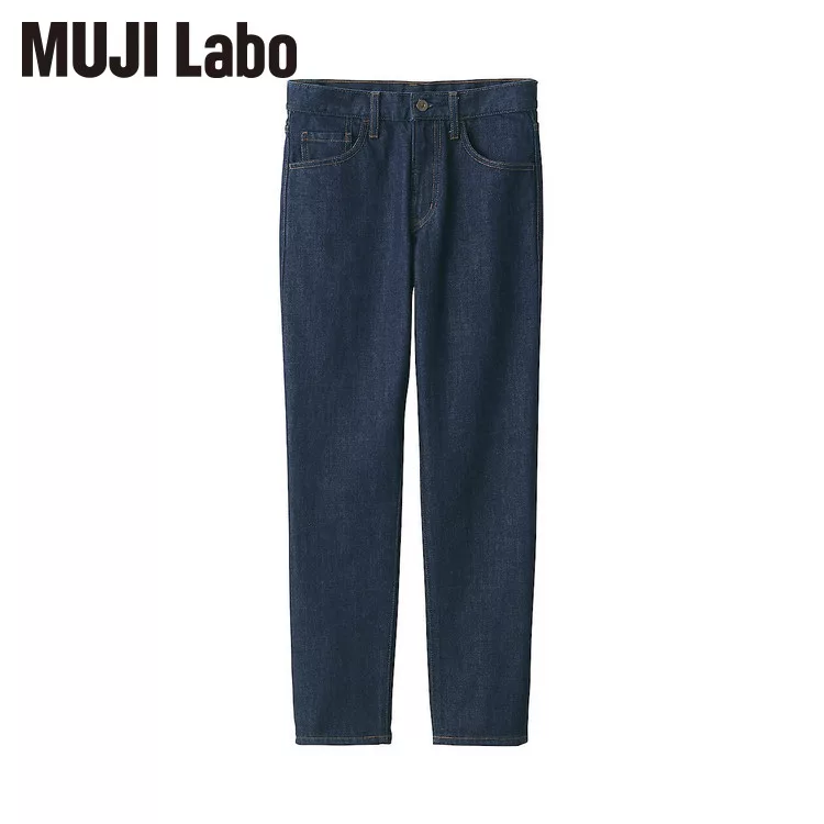 【MUJI 無印良品】日本丹寧素材錐形褲26吋 暗藍