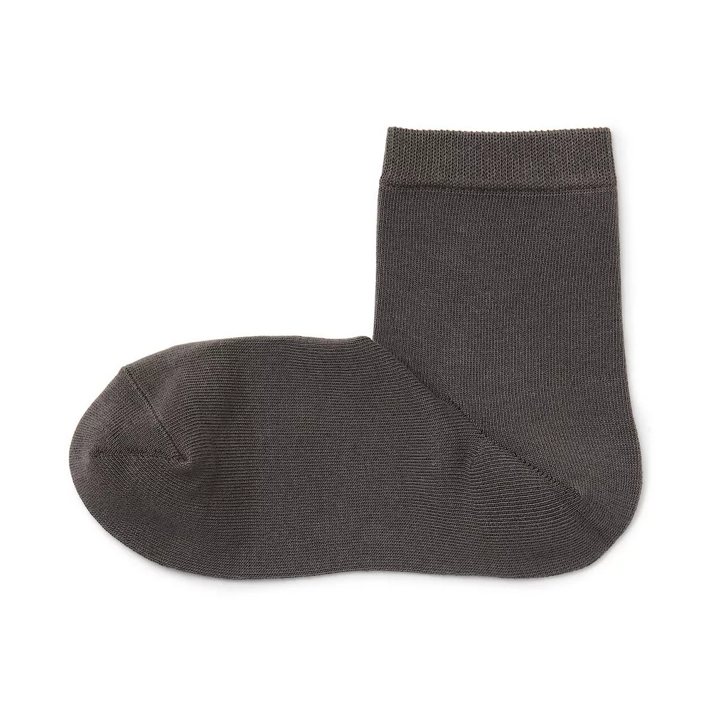 【MUJI 無印良品】女棉混足口柔軟舒適直角短襪23-25cm 棕色