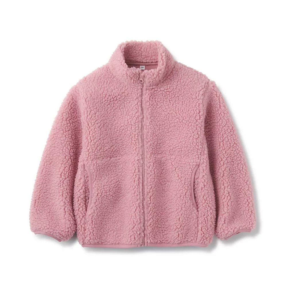 【MUJI 無印良品】兒童聚酯纖維絨毛刷毛外套 110 粉紅