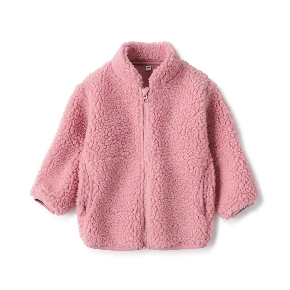 【MUJI 無印良品】幼兒聚酯纖維絨毛刷毛外套 90 粉紅