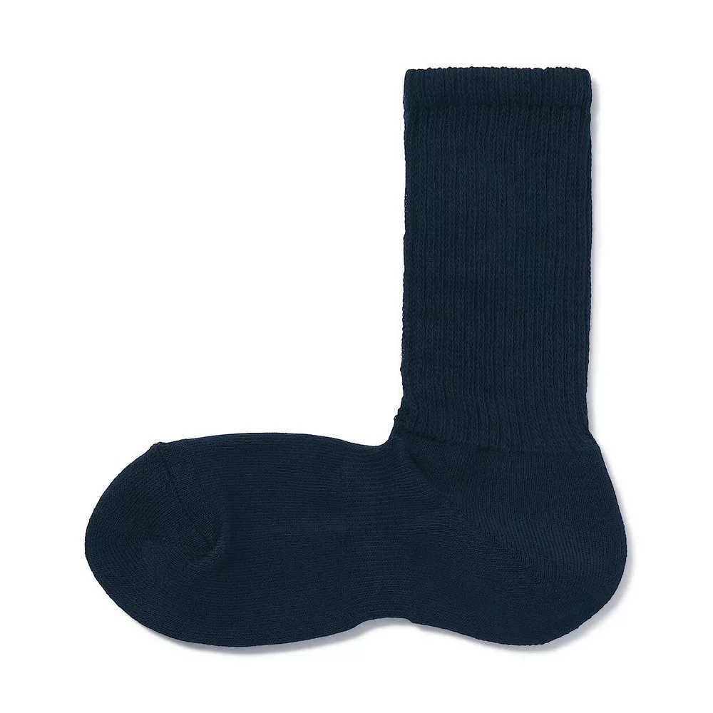 【MUJI 無印良品】男棉混足底圈絨厚織直角襪25-27cm 深藍