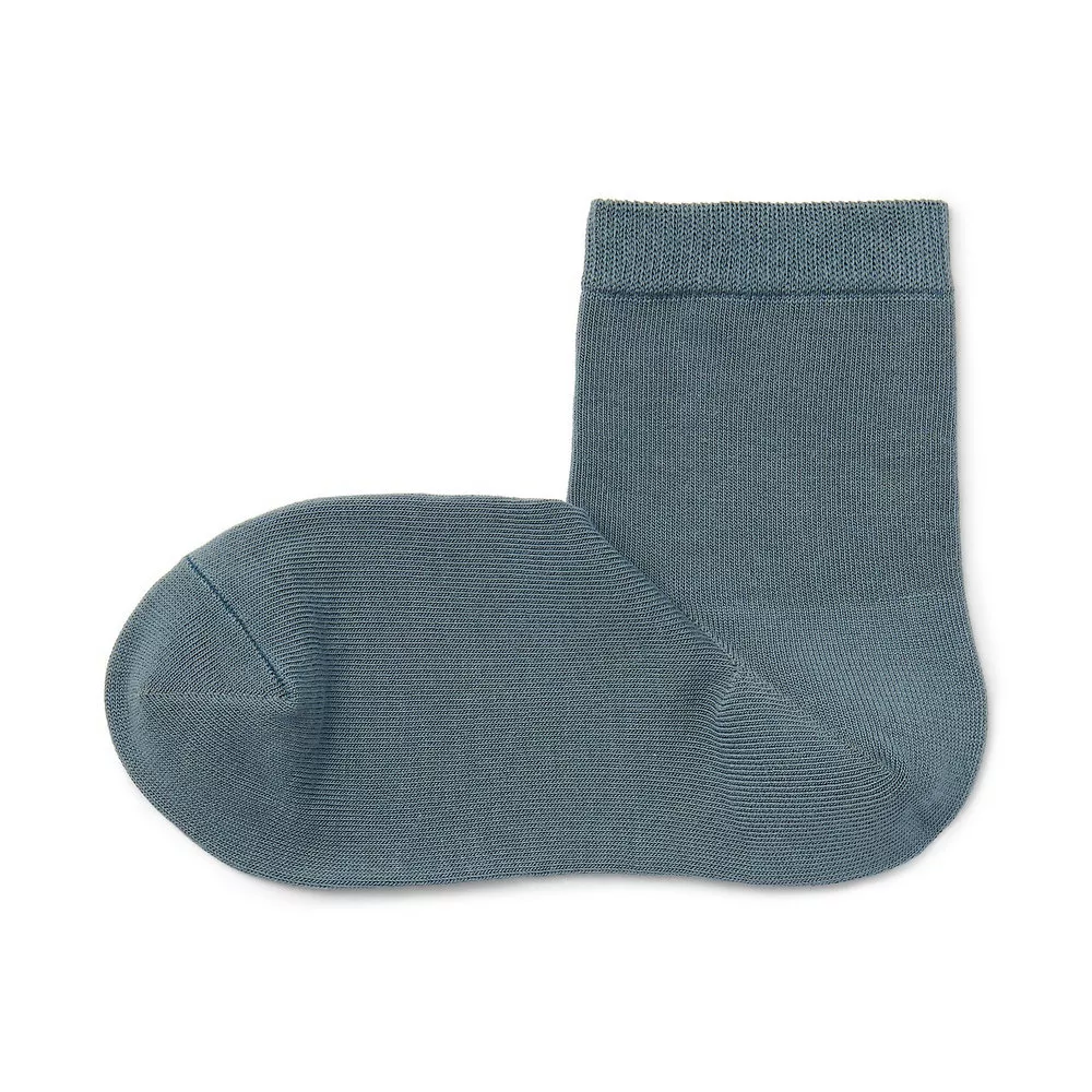 【MUJI 無印良品】女棉混足口柔軟舒適直角短襪23-25cm 水藍