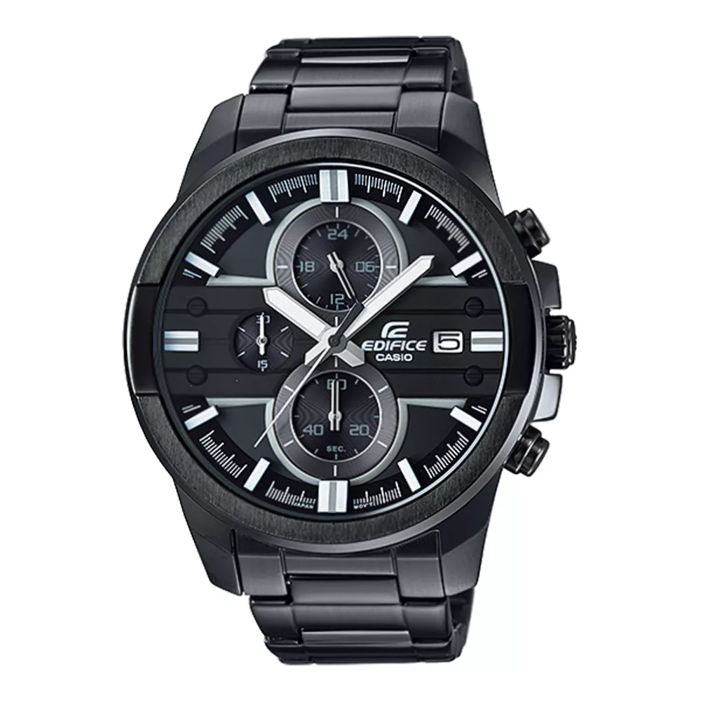 CASIO EDIFICE 競速未來三眼計時賽車腕錶-白x黑