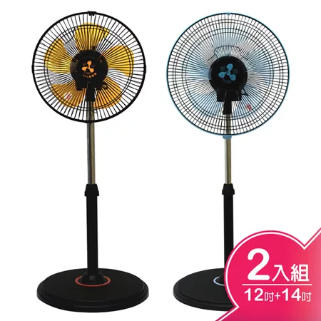 伍田12吋+14吋超廣角循環涼風扇 WT-1211+WT-1411