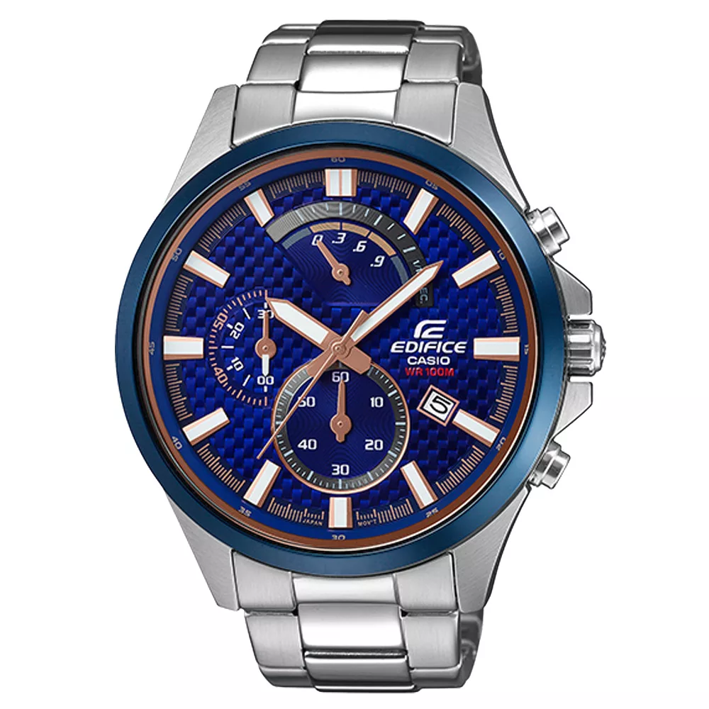 CASIO EDIFICE   渦輪動力三眼時尚腕錶-EFV-530DB-2AVUDF