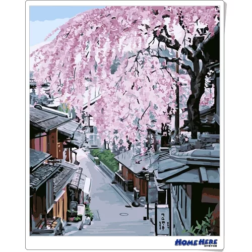 博客來 Homehere Diy數字油畫 京都 櫻花坂道 獨家縮時畫布