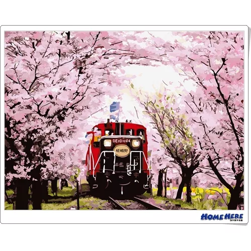 博客來 Homehere Diy數字油畫 京都櫻之嵐山 獨家縮時畫布