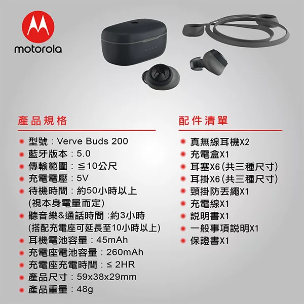 Motorola摩托羅拉 Buds 200 - 詳情5