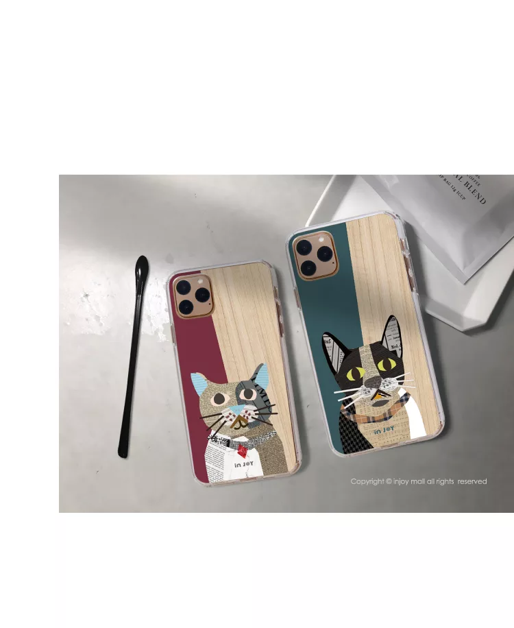 博客來 Injoymall For Iphone 11 格紋拼貼賓士貓防摔手機殼保護殼