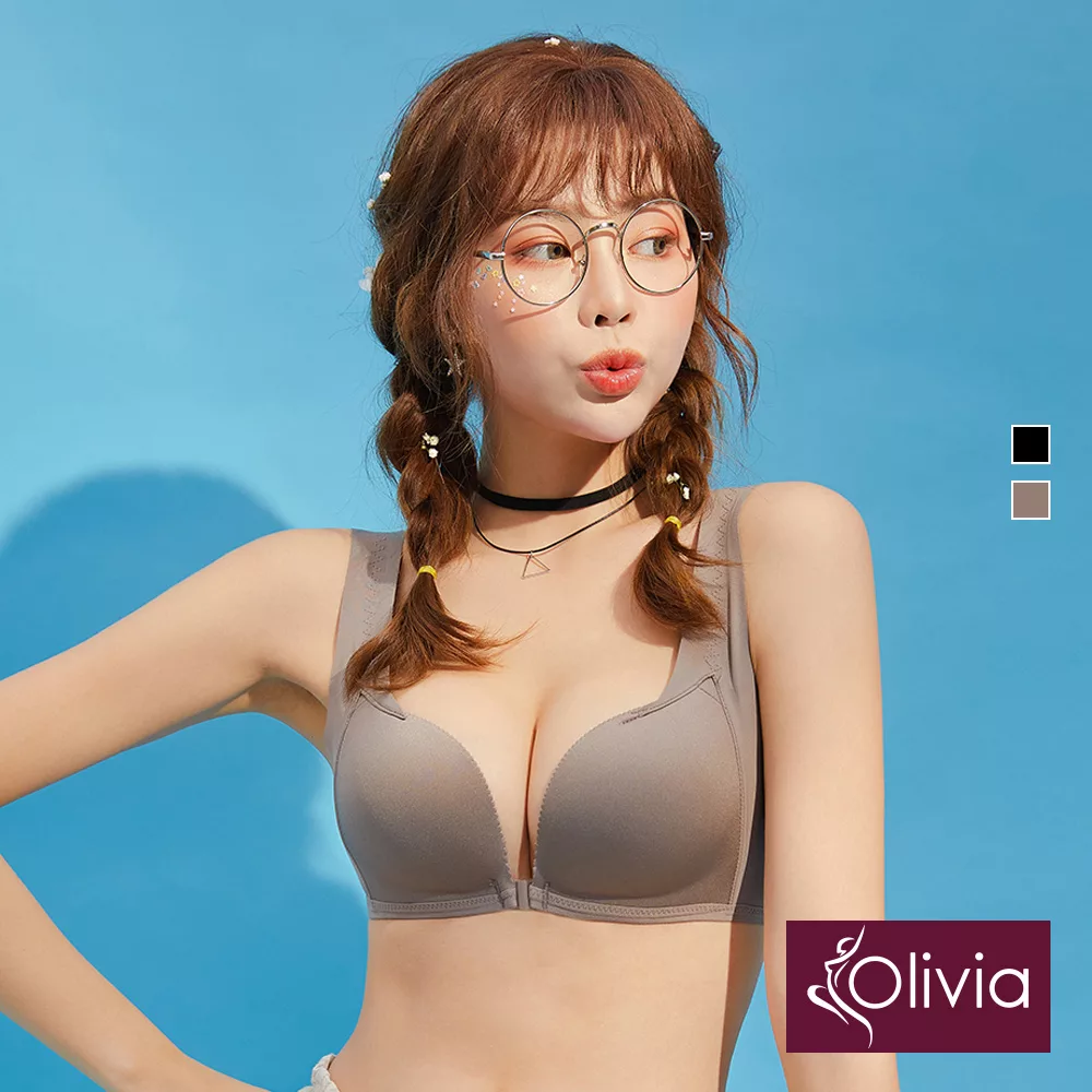 【Olivia】無鋼圈美胸前後雙扣3D超集中包覆內衣38咖啡色