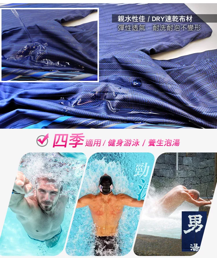 博客來 Heatwave熱浪加大男泳褲五分褲 水藍波365m