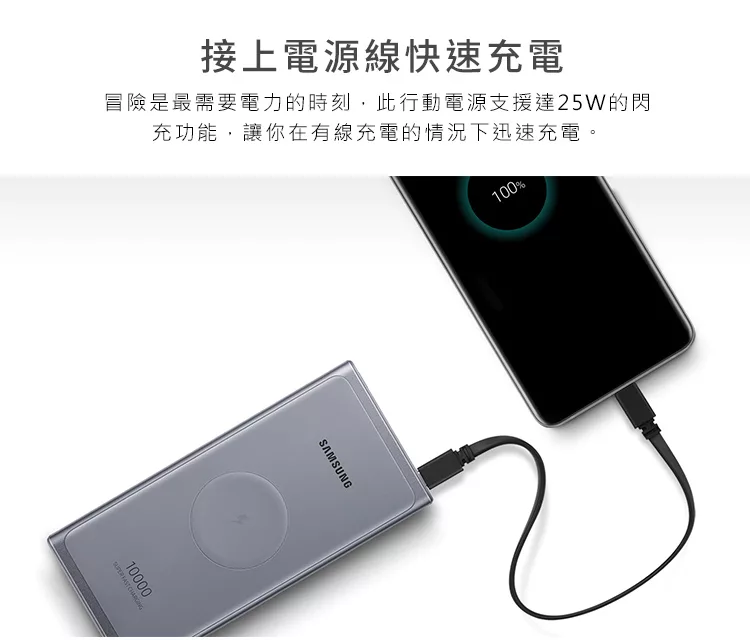 博客來 Samsung 三星原廠25w 無線閃電快充行動電源10 000mah Type C Eb U3300