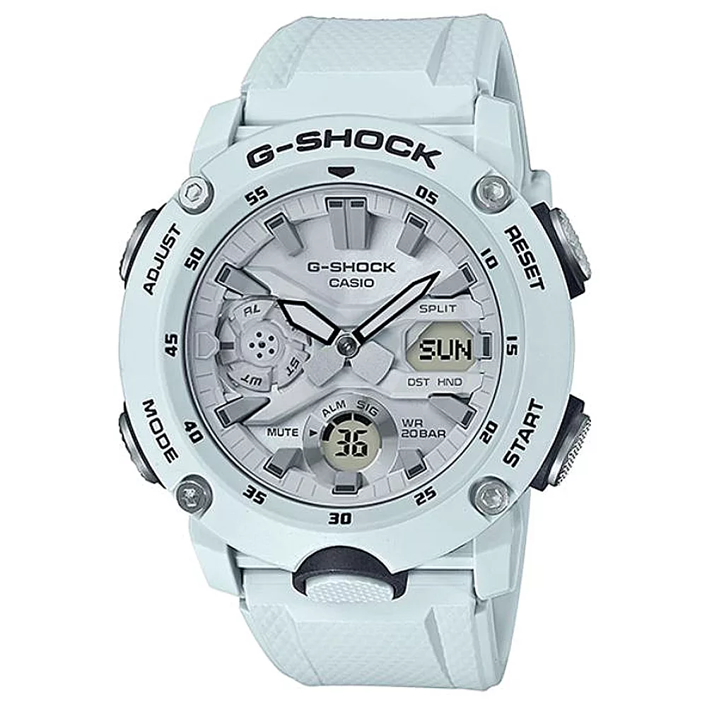 【CASIO】G-SHOCK URBAN OUTDOOR碳纖維可替換錶帶運動錶-白(GA-2000S-7A)