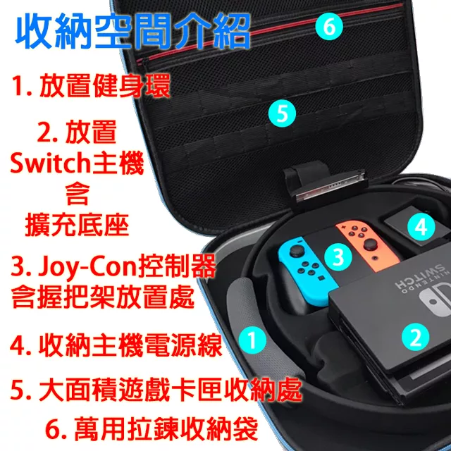 博客來 現貨供應 Ns Nintendo 任天堂switch 健身環大冒險同捆組 Extra專用豪華全配件收納包 三好禮