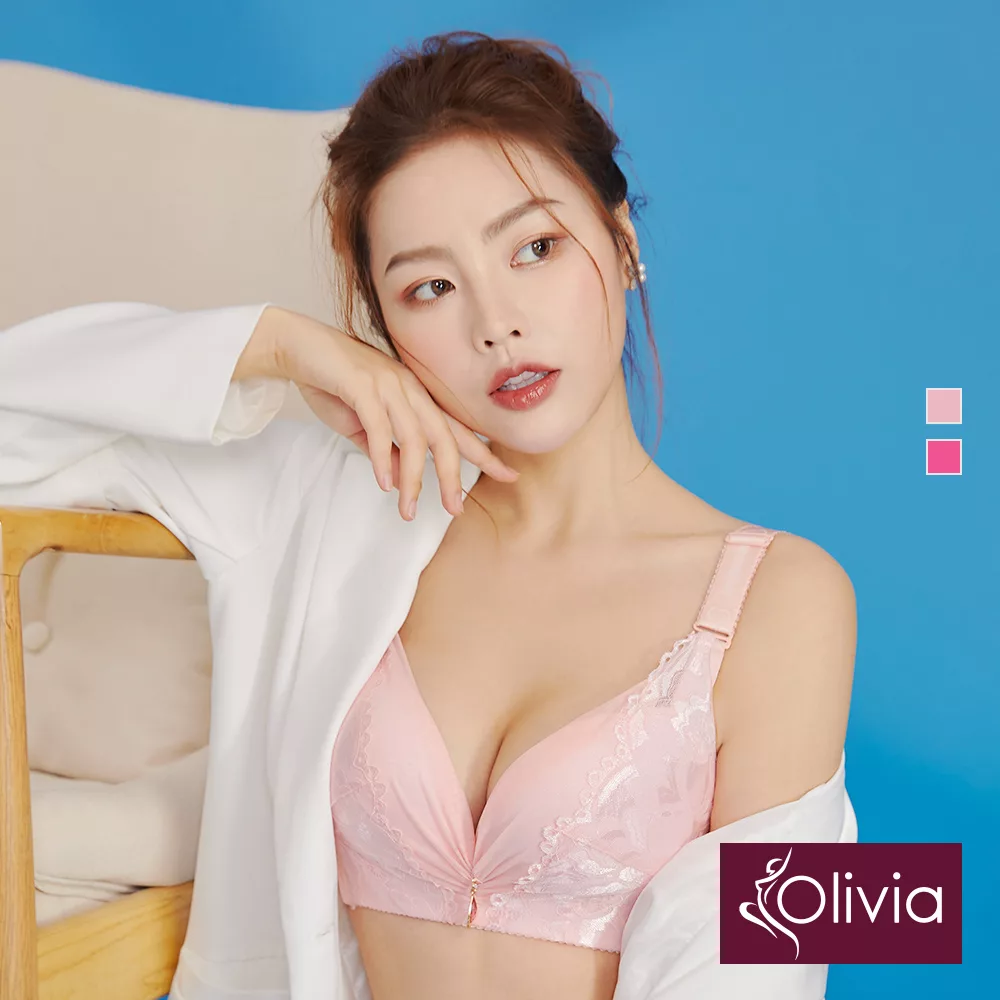 【Olivia】無鋼圈加大碼集中上托薄款內衣-38玫紅色