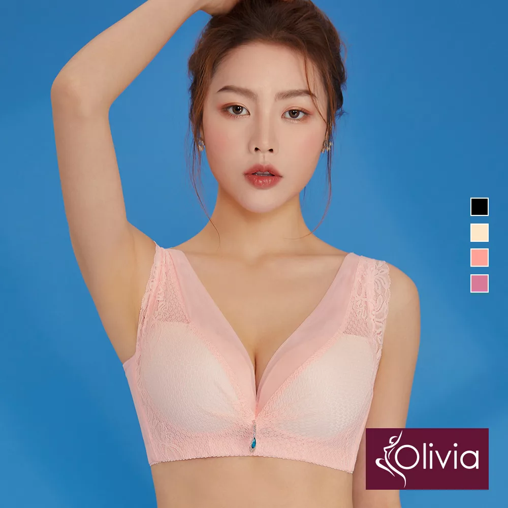 【Olivia】無鋼圈加大碼集中拉提柔棉內衣-36/80豆沙色