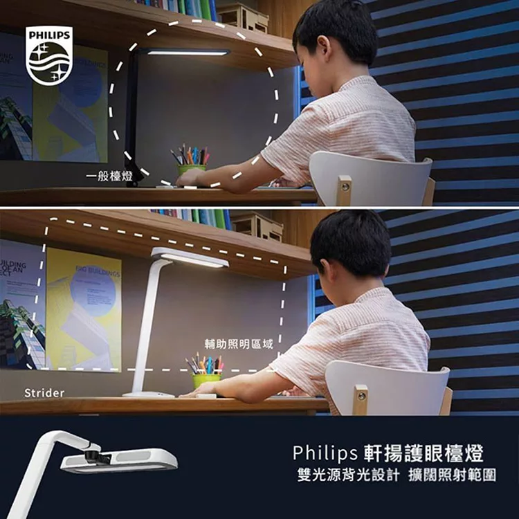 博客來 Philips 飛利浦軒揚66111 Led護眼檯燈 藍色pd009