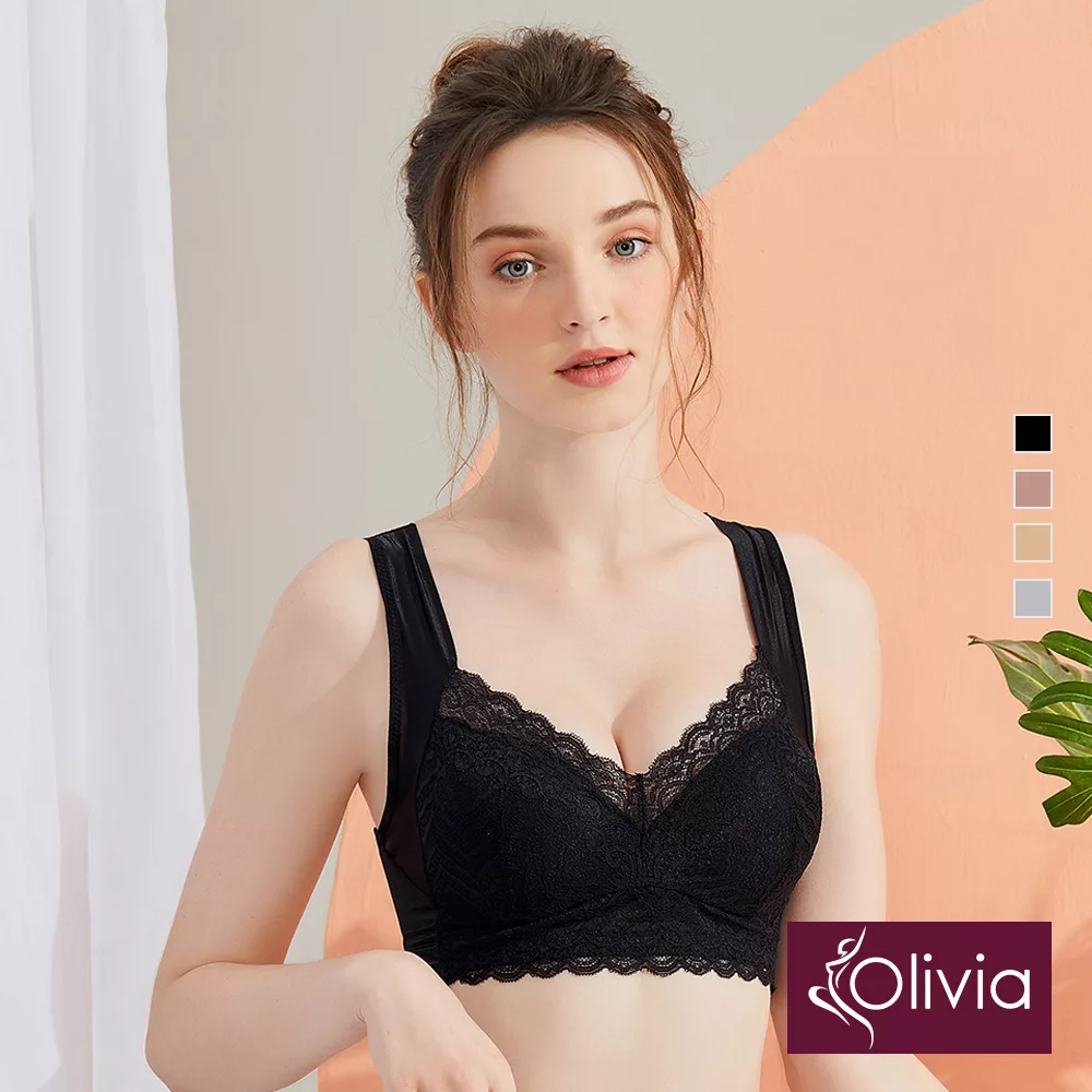 【Olivia】無鋼圈V型包覆美背內衣-M黑色