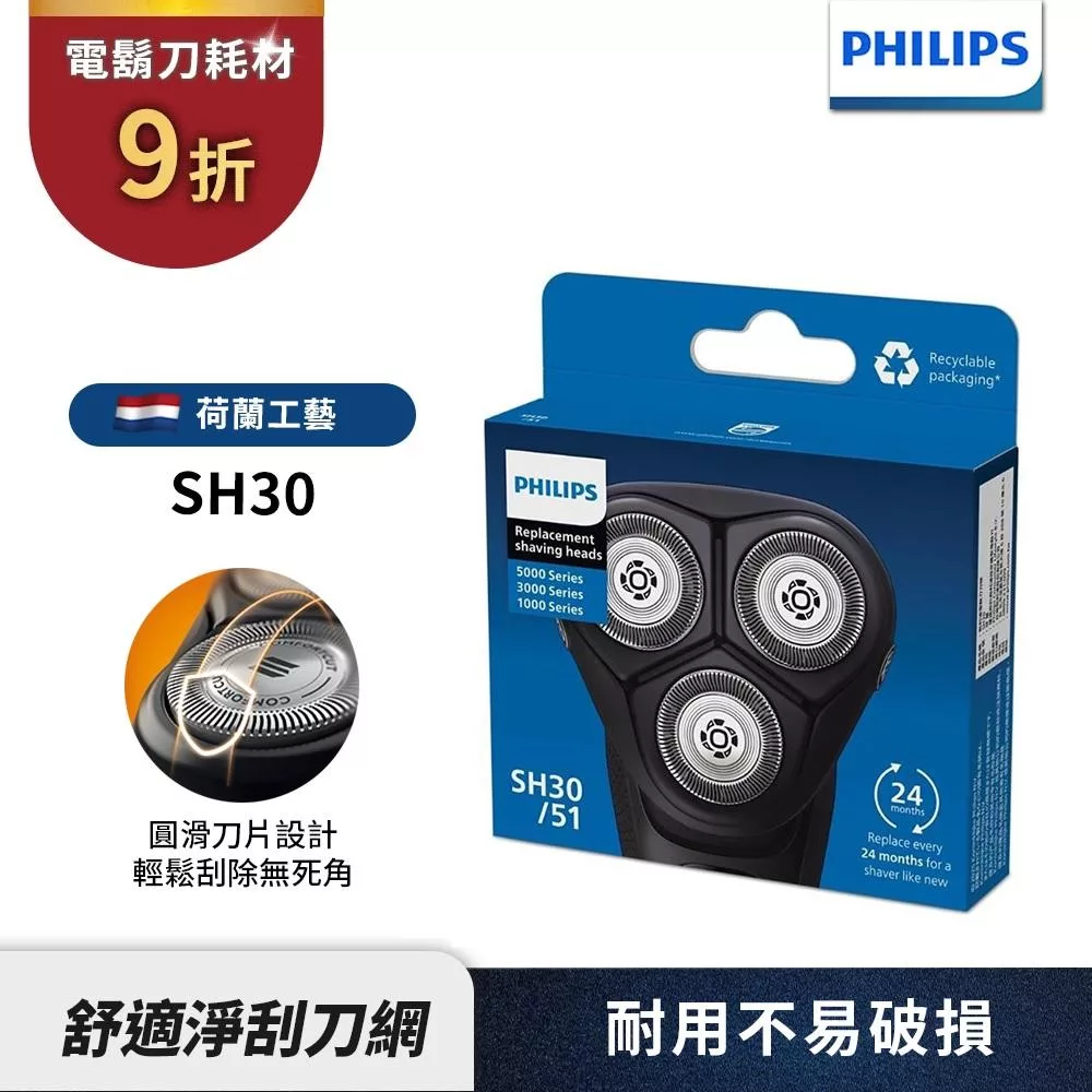 【Philips 飛利浦】電鬍刀刀頭 SH30