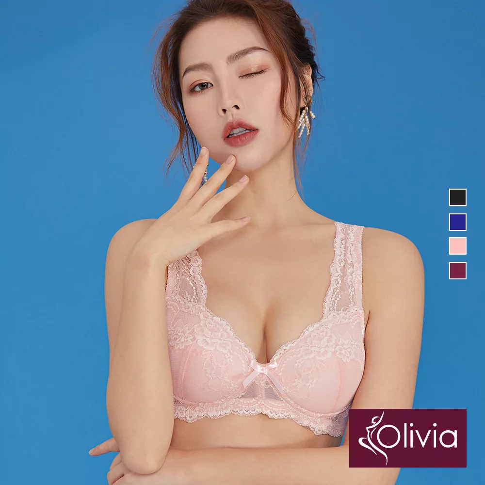 【Olivia】無鋼圈經典集中蕾絲美背內衣 34/75A 粉色