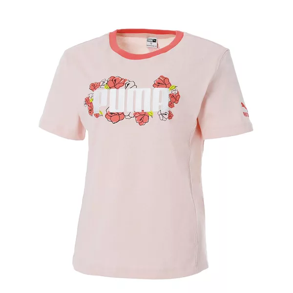 PUMA 流行系列Floral短袖T恤(F) 女 短袖上衣 XXL 花朵粉紅