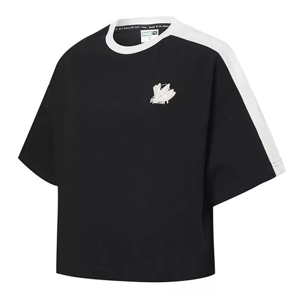 PUMA 流行系列Floral短袖T恤(F) 女 短袖上衣 53225801 XL 黑色