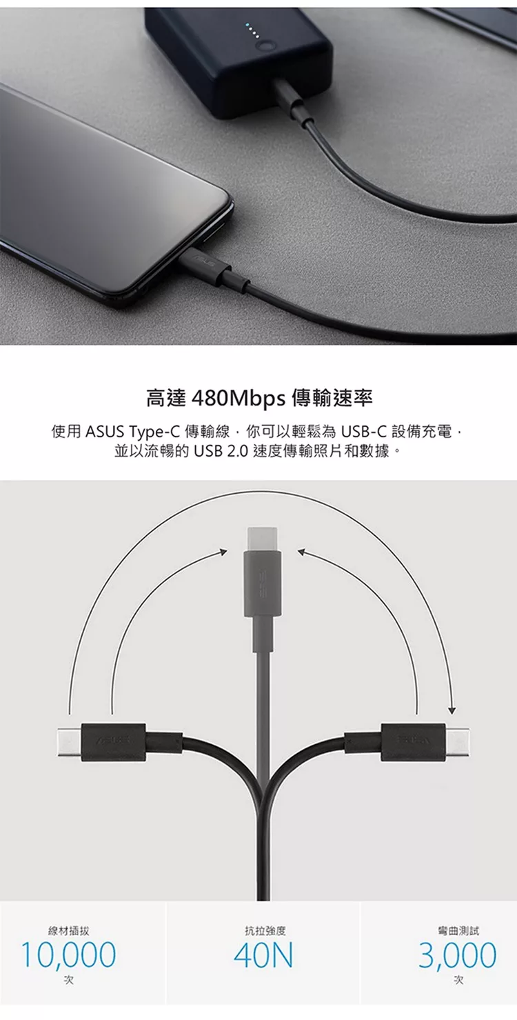 博客來 Asus 原廠usb C To C 傳輸充電線 0 9m 黑色 台灣公司貨 單色